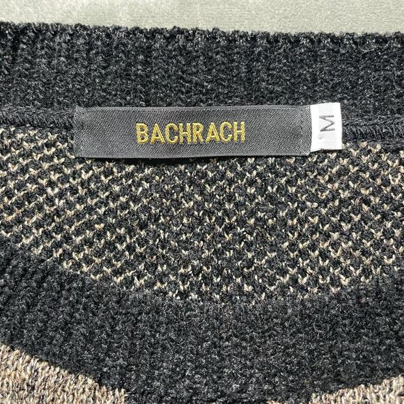 Vintage Bachrach Crewneck Acrylic Knit Sweater Black Tan Textured - Size Medium - Picture 4 of 7